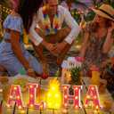 Honoson 5 Pcs Hawaiian Luau Aloha Party Decoration Aloha Letter LED Pineapple Lights Sign Summer Tropical Table Decorations Tropical Hawaiian Summer Beach Pool Party Supplies