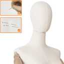 Female Linen Fabric Mannequin Torso Dress Form with Detachable Head, Two Wooden Hands and Height-Adjustable Metal Display Stand