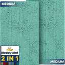 Muddy Mat 2-Piece Seafoam Green Medium 30"X19" AS-SEEN-ON-TV Highly Absorbent Microfiber Door Mat, Bath Mat and Pet Rug, Non Slip Thick Washable, Soft Chenille for Kitchen Bedroom Indoor and Outdoor