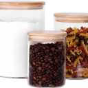 Glass Containers, Set of 3 Airtight Glass Canisters for Flour, Sugar, Rice, Salt (100 OZ/54 OZ/27 OZ)