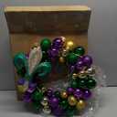 Riceshoot Mardi Gras Door Wreath with Lights 15.7 Inch Glitter Mardi Gras Wreath for Front Door Purple Green Gold Ball Ornaments Festival Decorations for Carnival Indoor Outdoor Holiday Party Favors