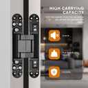 Hidden Door Hinge (7in)-2pc Invisible Door Hinges,3D Adjustable 180 Degree Invisible Hinges,176.5 lb.Load Capacity.(Black, 7 x 2.8 x 1)