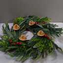 Candle Holder Wreath, Christmas Advent Centerpiece Decor,20 inch Candle Wreath Decorations for Table Indoor Home & Church (Green)