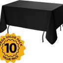 6-Pack Black Tablecloths for Rectangle Tables, 60 x 120 Inches, Stain-Resistant Polyester Fabric for 6 Foot Tables - Washable Table Covers for Weddings, Banquets, Birthday, Parties, Events