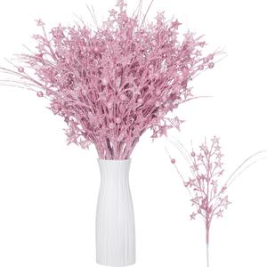 24 Pcs Artificial Christmas Berry Stem Picks Star Picks Faux Floral Berry Spray Branches Christmas Table Centerpiece Home Office Vase Filler Decoration (Pink)
