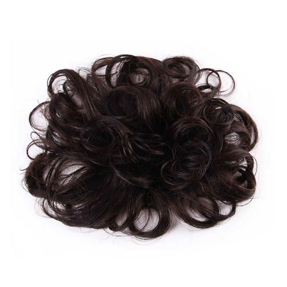 RemeeHi Short Curly Wavy Human Hair Toppers 4.7" x 4.7" Seamless Fluffy Replacement Clip in Hairpiece for Covering White Hair Toupee Wiglet Nature Black