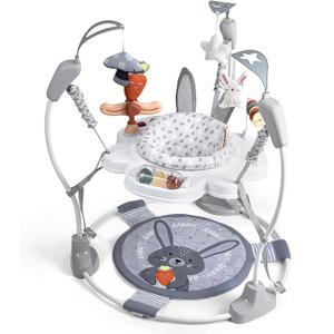Baby Activity Center, Baby Jumper Activity Center with Music, Interactive Toys, 360° Rotating Seat, 3 Adjustable Heights, Infant Activity Jumper for 6+ Months (Rabbit)
