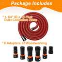 10FT Shop Vac Hose, Dust Collection Hose Kit for Home&Shop Vacuums System with 6 Adapters for Woodworking Power Tool & Sander, Compatible with festool/dewalt/bosch/ryobi/makita, etc Most Multi-Brands