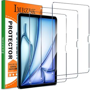IMBZBK 3 Pack Screen Protector for iPad Air 11 Inch 6th Generation (M2 2024 6th Gen) 9H Tempered Glass Accessories, Ultra HD, Anti-Scratch, Case Friendly, Face ID & Apple Pencil Compatible (JZ8200)