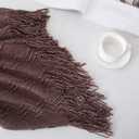 BOURINA Brown Throw Blanket 60x80 Inches Throw Textured Solid Soft Sofa Throw Couch Knitted Decorative Blanket
