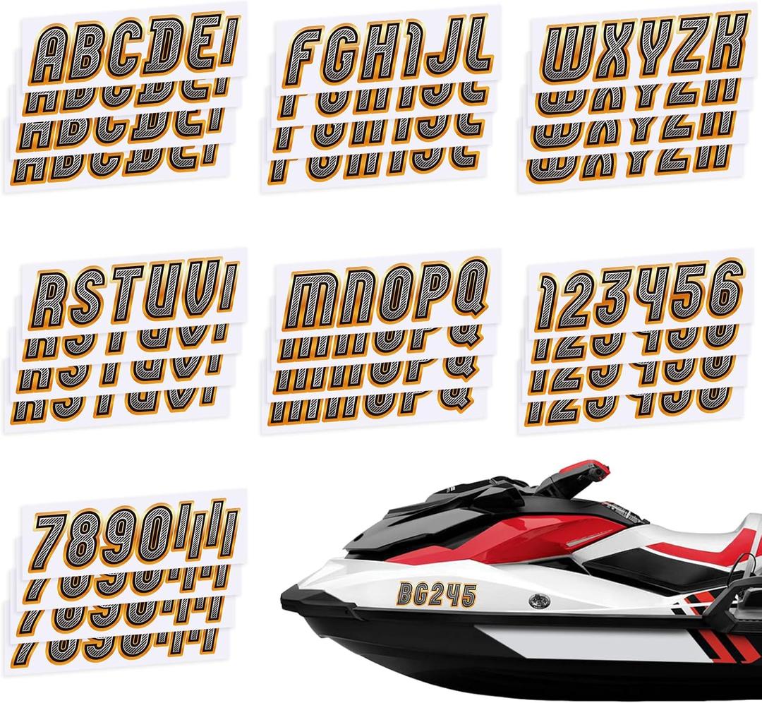 Honoson Boat Registration Numbers and Letters 252 Pcs 3-inch Personalized Stickers Vinyl Boat Registration Decals Boating Letter and Number Kit