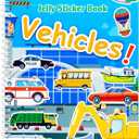 Jelly Sticker Books for Toddlers 2-4 Years, Reusable Sticker Book for Kids 1-3, Toddler Easter Basket StuffersTravel Essentials Vehicles Stickers for Kids Toddler Plane Activities (Vehicles)