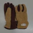 Harssidanzar Sherpa Gloves Women's Outdoor Winter for Gloves Genuine Suede Lined SL021US (Medium, Camel/Dark Brown)