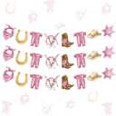 3Pcs Western Cowgirl Baby Shower Garland Banner, Pink Little Cowgirl Western Hats Boots Banner Gender Reveal Announcement Celebration Party Supplies