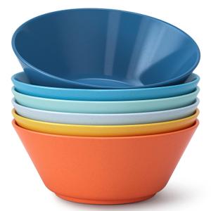 Homestockplus 50 Oz Wheat Straw Bowls Set of 6 - Unbreakable, Stackable & Microwave Safe, Multicolor Large Cereal Bowls for Oatmeal, Soup, Ramen, Salad, Popcorn, etc. Safe for Kids & Family