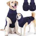 Dog Anxiety Jacket, Skin-Friendly Thunder Vest for Dogs - Dog Coat with Collar for Fireworks - Keep Pet Calm Without Medicine & Training, Anti Anxiety Shirt for Dogs (A Dark Blue, XL)