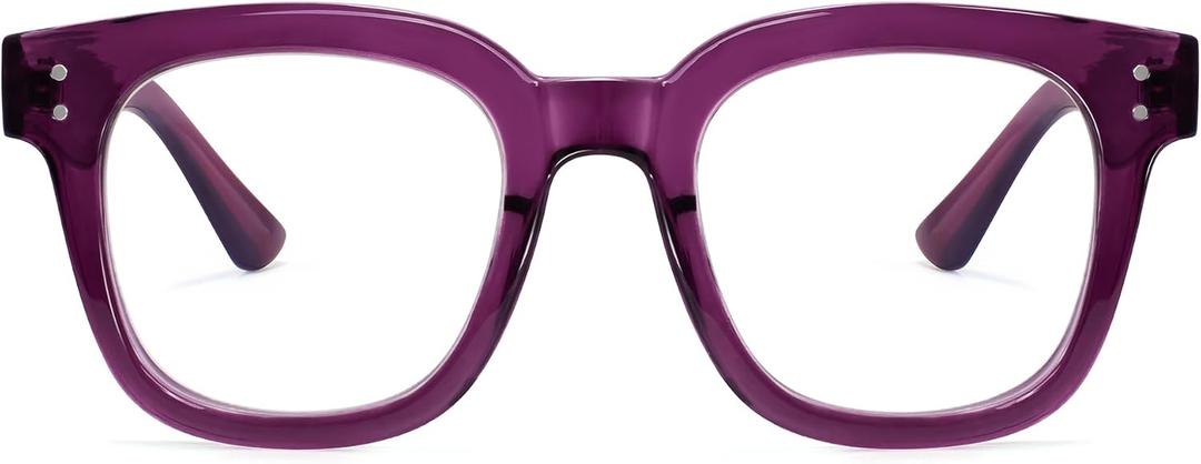 Madison Avenue Oversized Blue Light Blocking Glasses for Women Fashion Blue Light Blockers Anti Eyestrain & UV Protection Computer Eyeglasses (Transparent Purple)