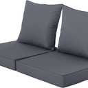 Outdoor Seat Cushion Set for Chair Sofa Couch, Fade Resistant Waterproof Bottom and Backrest Cushions for Patio Furniture, Dark Grey, 22x22 Inch,Set of 2