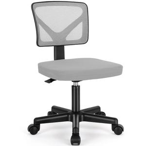 Sweetcrispy Small Desk Chair, Ergonomic Low-Back Mesh Rolling Work Swivel Chairs with Wheels, Armless Comfortable Seat Lumbar Support for Home, Bedroom, Study, Student, Adults, Grey