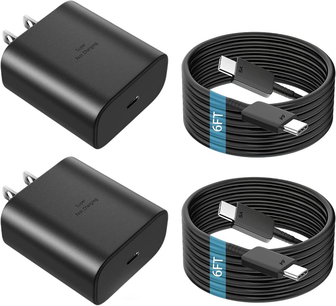 QFA 45W USB C Type C Charger Super Fast Charging,Android Phone Charger Block for Samsung Galaxy S25 Ultra/S25/S24/S23 Ultra/S22 Ultra/S20 Ultra/Note 10 Plus/Galaxy Tab S8 Long usbc Cord 6FT