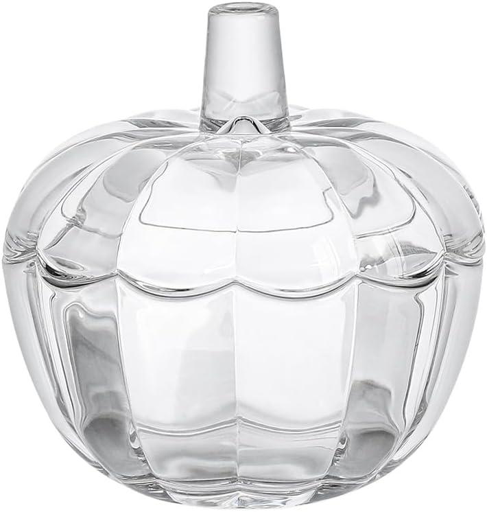 123Arts Glass Pumpkin Sugar Bowls Snack Jar Candy Dish Storage with Lid