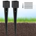 2 Pcs 4"x4" Fence Post Anchor Ground Spike 32"(Actual: 3.6"x3.6") Heavy Duty Metal Fence Post Anchor, Black Powder-Coated, for Fence,Deck,Bird Feeder,Railing,Mailbox