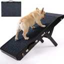 Wood Dog Ramp for Bed, 5-Level Adjustable Height (10" to 21") Pet Ramp with Non-Slip Surface for Couch, Bed and Car, Foldable Dog Ramp for Small, Medium to Large Dogs, Up to 200LBS (Black)