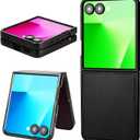 For Galaxy Z Flip7 Case, Genuine Leather, Slim Fit-Drop & Scratch Resistant Phone Cover for Samsung Galaxy Z Flip 7 Leather Case, PC Shell Ultra, Black