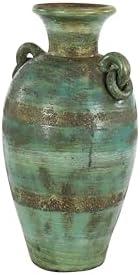 Deco 79 Ceramic Decorative Vase Distressed Centerpiece Vase, Flower Vase for Home Decoration 13" x 12" x 23", Green