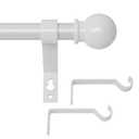 White Curtain Rods for Windows 28 to 48 Inch, Heavy Duty Curtain Rod Set with Brackets, Decorative Adjustable Curtain Rods for Bedroom, Living Room, 5/8" Metal Drapery Rod