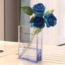 Alpharan Book Vase for Flowers Home Decor, Acrylic Clear Book-Shaped Flower Vase with Artistic and Cultural Flavor for Home and Office, Blue Small Vases for Centerpieces, Gifts for Book Lovers