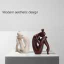 Decorative Bookends for Shelves, Unique Book Ends for Home Office Decor, Meditation Girl Statue Book Stopper for Bookshelf Decor, Modern Abstract Aesthetic Decoration White & Brown