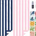 Eunzel 2 Pack Microfiber Beach Towel, Quick Dry Travel Towel Large Sand Free Towel for Beach, Camping, Swim Pool, Gym, Sports& Yoga 71"x32", Stripe Navy & Pink