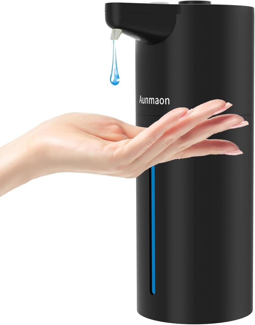 Aunmaon Automatic Soap Dispenser Touchless, Hands-Free, Multi Adjustable Volume, Long Battery Life, Compatible with Thick & Thin Dish/Hand Soap for Bathroom and Kitchen, Easy for Toddlers, Black