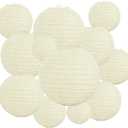 20Pcs Cream Paper Lanterns for Parties, 6” 8” 10” 12” Chinese Asian Hanging Round Paper Lanterns for Birthday Wedding Halloween Christmas Home Decor Party Decor