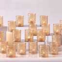 DEVI 48 Pcs Gold Votive Candle Holders Bluk, Gold Wedding Decorations, Glass Candle Holder for Tea Lights, Wedding Party Diwali Centerpieces for Table, Birthday Party Supplies