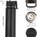Volhoply Insulated Water Bottles with Straw Bulk 4 Pack, 22 oz Stainless Steel Sports Bottle with Handle Lid,Double Walled Vacuum Metal Water Cups with Wide Mouth, Reusable Waterbottle(Mix,4 Set)