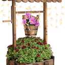 Notume Garden Wooden Decor Rustic Wishing Well with Light Planter Outdoor Home Décor for Patio, Upgrade Wishing Well Garden, Yard Hanging Bucket Patio Lawn Backyard Home Decor