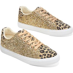 AISFAES Glitter Sparkly Low Top Sequins Lace Up Tennis Shoes Comfort Bling Fashion Shiny Walking Shoes, Size: 12 Women/10 Men