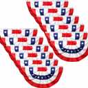 4th of July Decorations Outdoor, 1.5X 3Ft USA Patriotic Pleated Fan Flag, American Bunting Flag for Outside, Patriotic Half Fan Banner for Independence Day Memorial Day and Labour Day, 12PCS