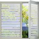 Window Privacy Film with Installation Tools, Stripe Window Film, Static Cling, Anti UV, Heat Control, Ideal for Home Shower Office Glass Door (Stripes Pattern, 29.6X157.4Inch)