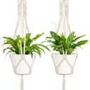 Mkono 2 Packs 43 Inch Macrame Plant Hanger Large for up to 12 Inch Pot Extra Long Hanging Plant Holder Hanging Planter Basket for Indoor Outdoor Boho Home Decor(POTS NOT Included)