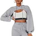SweatyRocks Women's Solid Black Long Sleeve Pullover Crop Top Hoodie, L