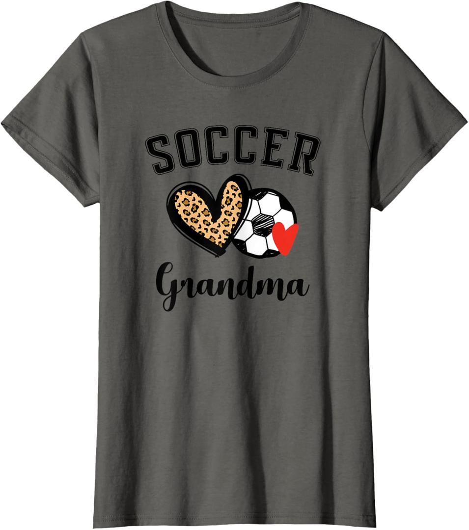 Soccer Grandma Leopard Heart Grandmother T-Shirt (X-Small)