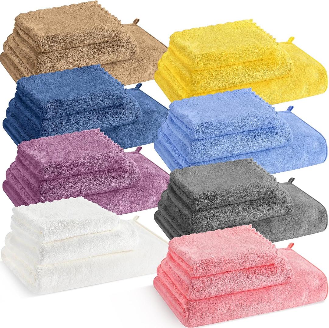 24 Pcs Bathroom Towel Set Bath Towels Bulk Include Hand Towels Washcloths Bath Towels Set Microfiber Coral Velvet Absorbent Towels for Bath Fitness, Bathroom, Sports, Yoga, Travel (Multicolor)