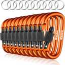 10 Pack Aluminum D Ring Key Rings Hiking Clips Locking Carabiner for Hiking Camping Fishing and Outdoor UseClips with Screw Gate Multicolored (Orange)