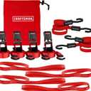CRAFTSMAN CMXAZBS777 Black/Red 10-Piece Tie-Down Kit with Ratchet Straps, Bungees, Soft Loops and Storage Bag (1,500 lb Break Strength) - Cargo Management and Hauling