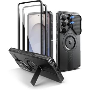 Dexnor for Samsung Galaxy S26 Ultra Case with Camera Cover & Adjustable Kickstand & Screen Protector, Compatible with MagSafe, Rugged Shockproof Bumper Cases Magnetic Protective Cover(2026),6.9" Black
