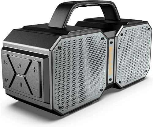 BUGANI Bluetooth Speaker, Shock Portable Bluetooth Speaker, Bluetooth 5.3, Waterproof, Wireless Speakers, 60W Super Power, Outdoor Speaker, Black (New Model)