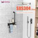 Bathroom Grab Bar with Shower Shelves,Munzong Black Toilet Paper Holder 3 in 1 Bathroom Organizers and Storage, Anti Slip Stainless Steel Safety Hand Rail for Handicap Elderly Senior Assist